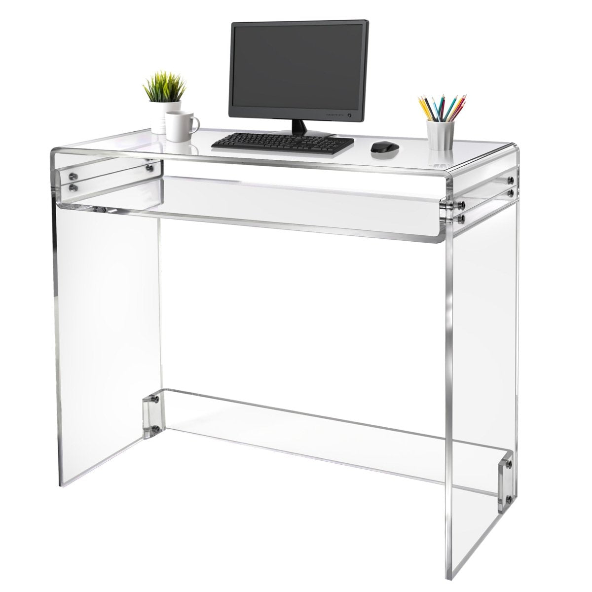 Clear Acrylic Waterfall Vanity - Acrylic Waterfall Desk - Monroe