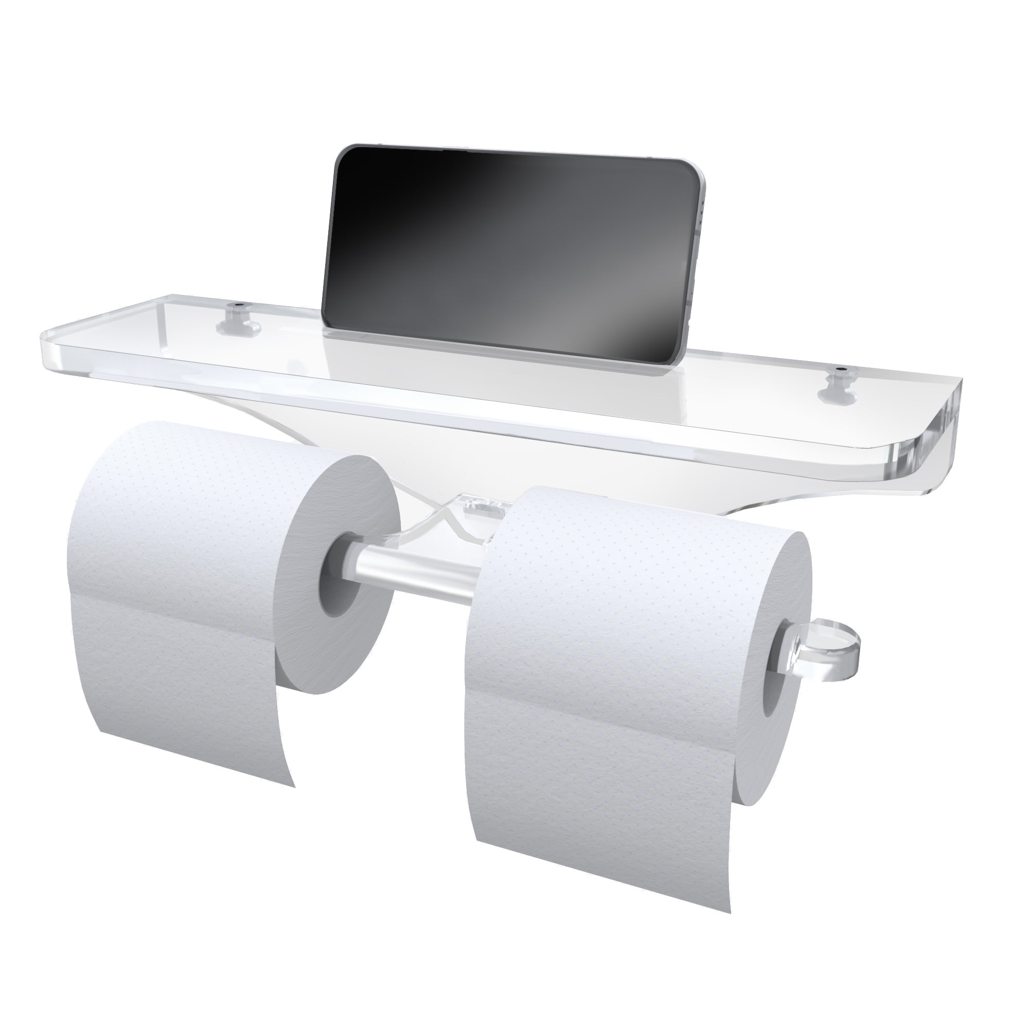 Double Toilet Paper Holder with Shelf