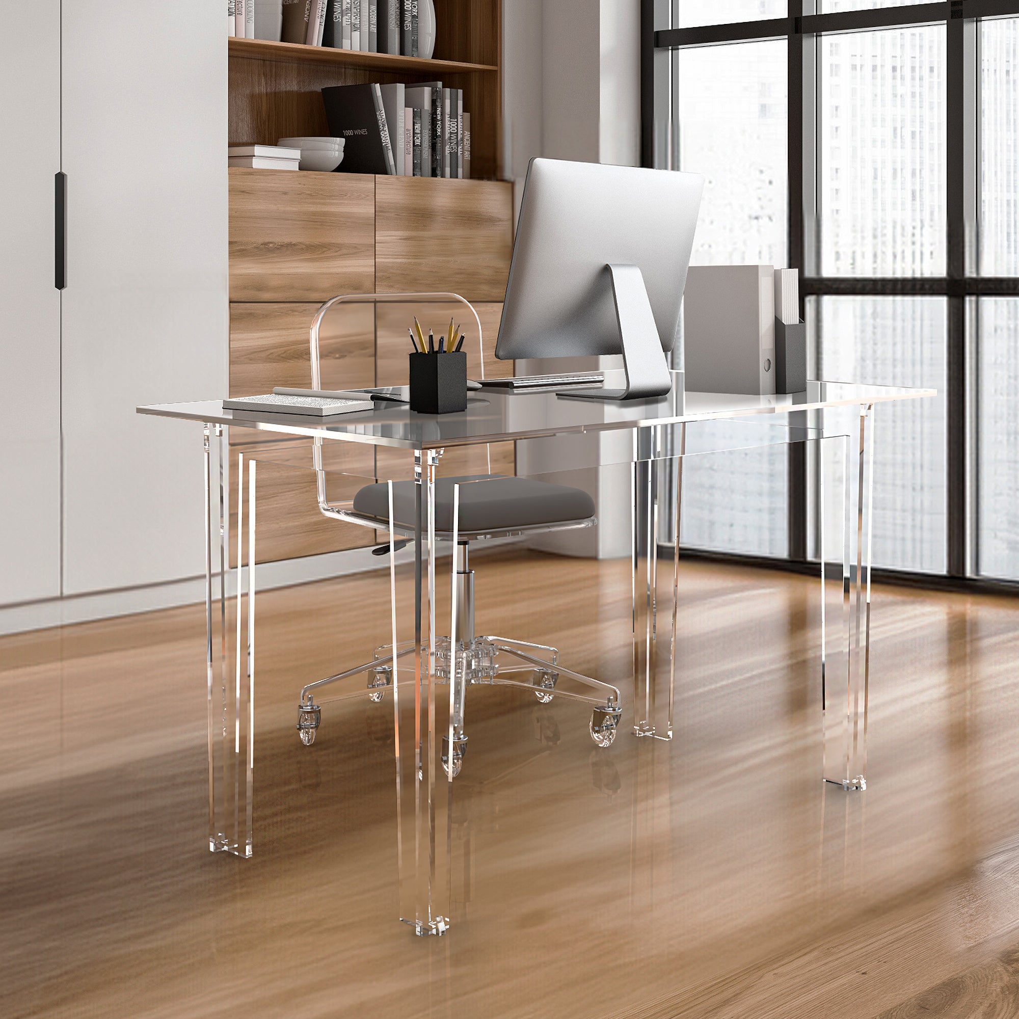 Clear Acrylic Writing Desk by STAUBER – Stauber Furnishings