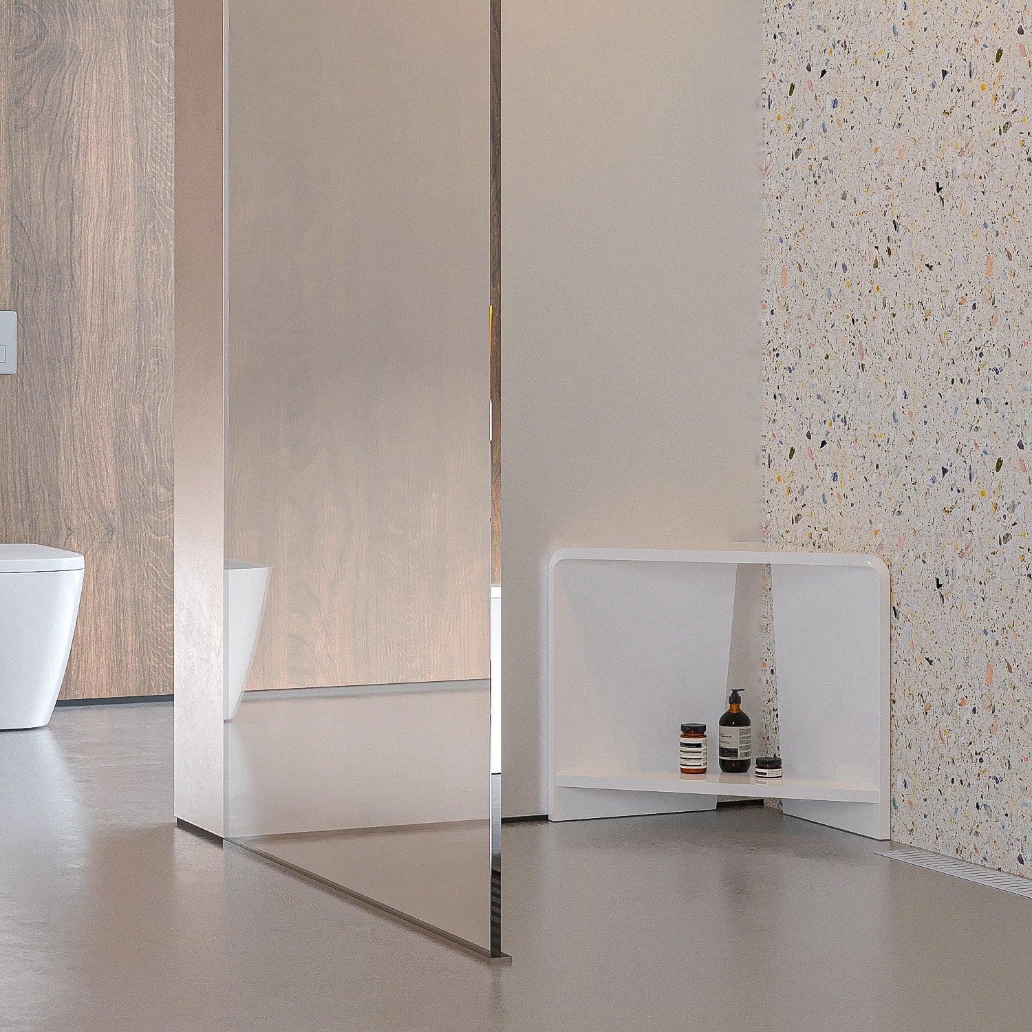 Shower Corner Stool with Shelf