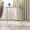 Front view of classic design clear acrylic side table in a nice room