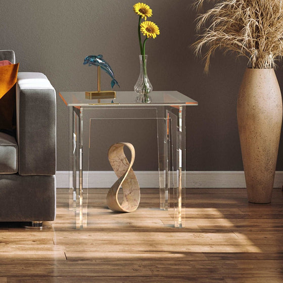 side table in livingroom with wood floors