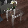 top view of clear acrylic side table