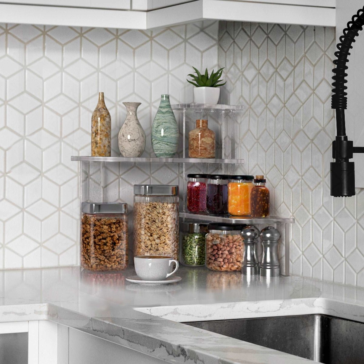 Countertop Corner Shelf Organizer - Stauber Furnishings