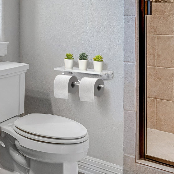 Double Toilet Paper Holder with Shelf - Stauber Furnishings