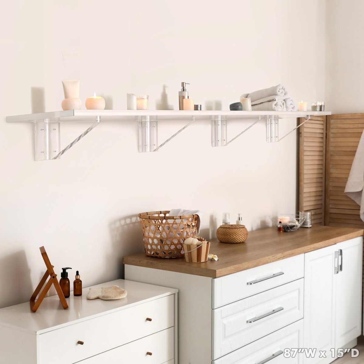 Heavy Duty Clear Shelf with Glacier Brackets - Stauber Furnishings