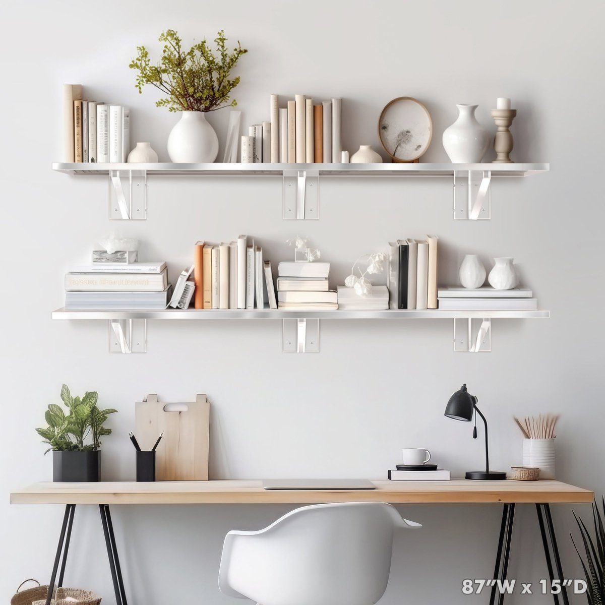 Heavy Duty Shelf with Glacier Brackets - Stauber Furnishings