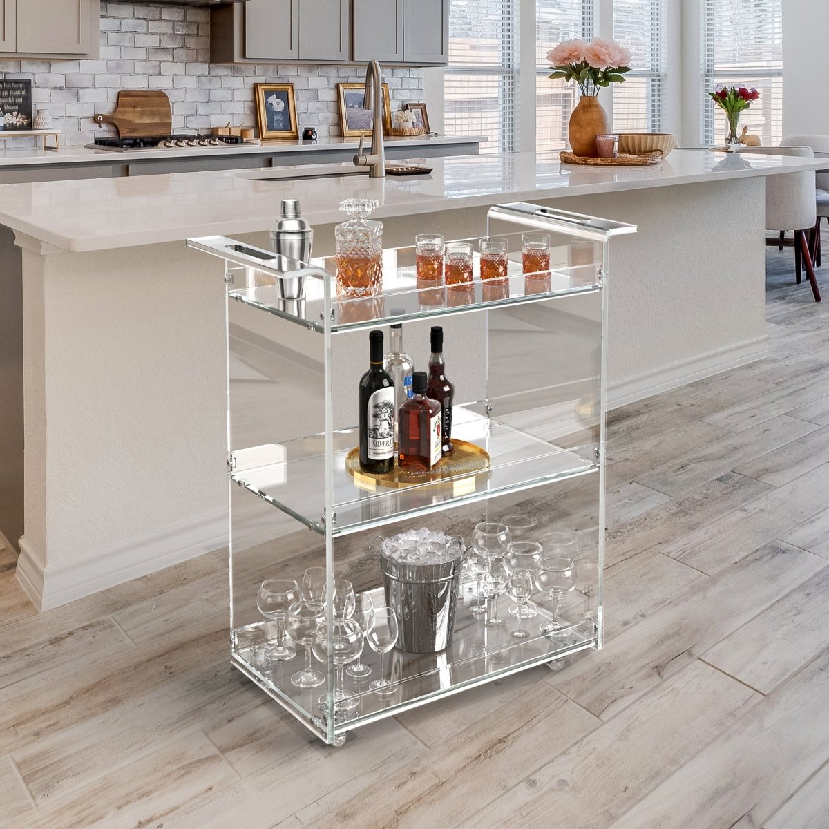 Luxe Clear Bar Cart - Stauber Furnishings