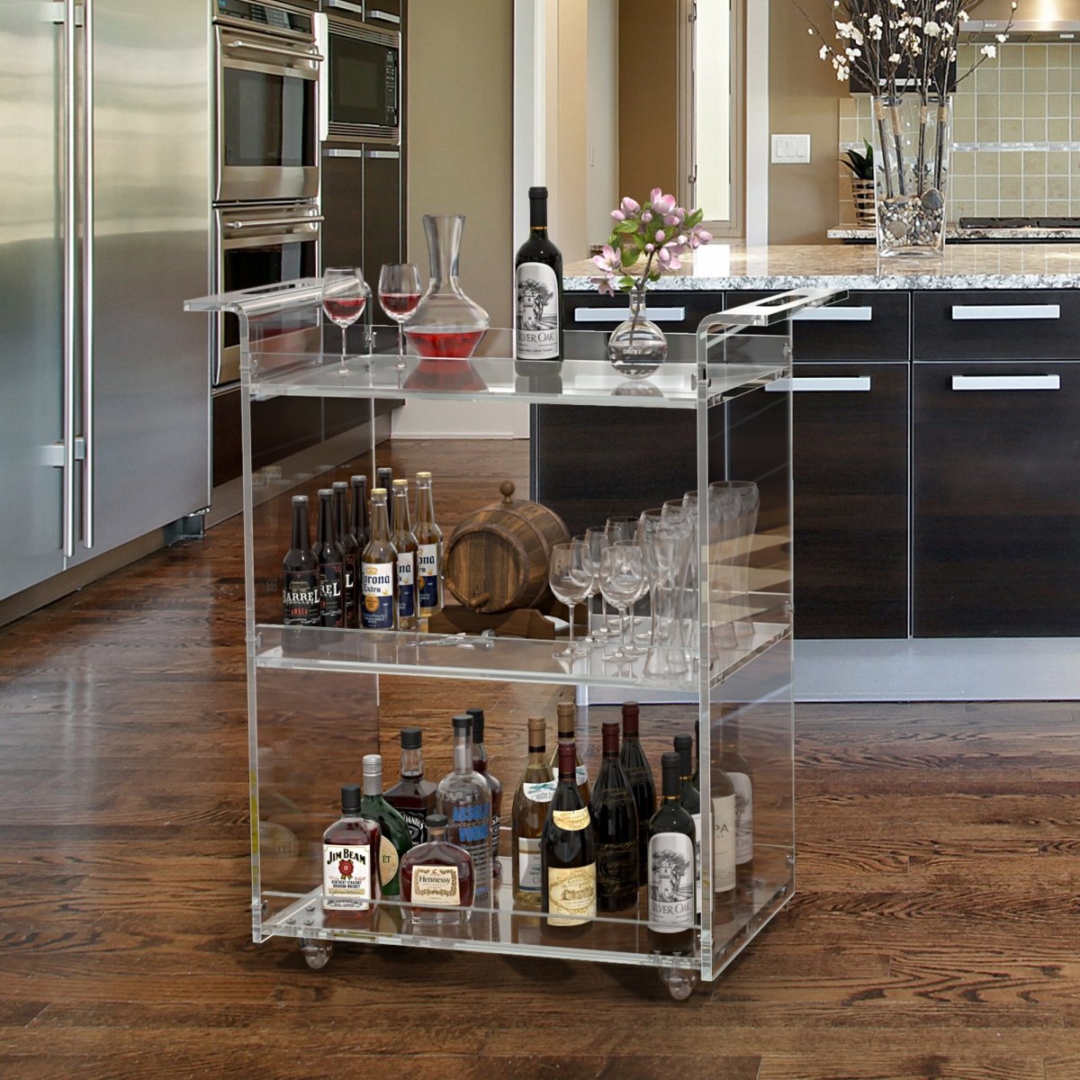 Luxe Clear Bar Cart - Stauber Furnishings
