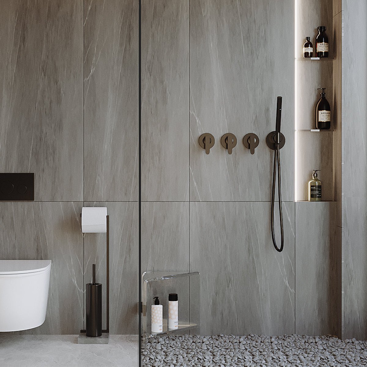 Shower Corner Stool with Shelf - Stauber Furnishings