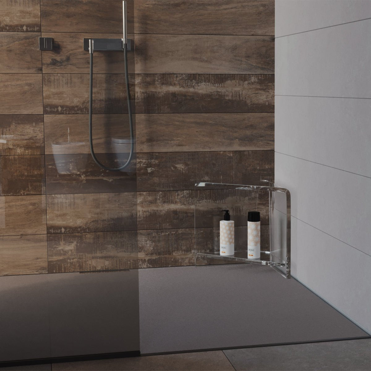 Shower Corner Stool with Shelf - Stauber Furnishings