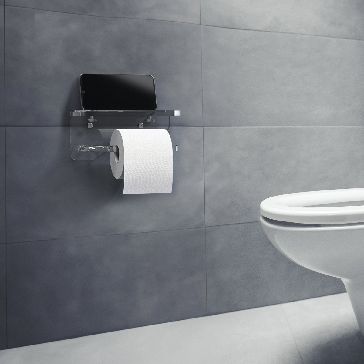 Single Toilet Paper Holder with Shelf - Stauber Furnishings