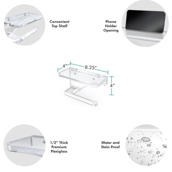 Single Toilet Paper Holder with Shelf - Stauber Furnishings