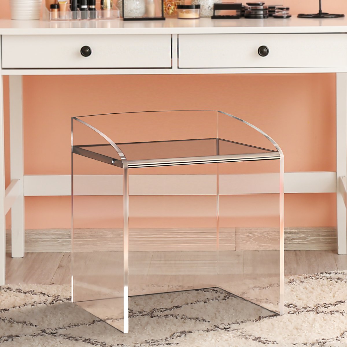 Modern Clear Acrylic Vanity Chair – Stauber Furnishings