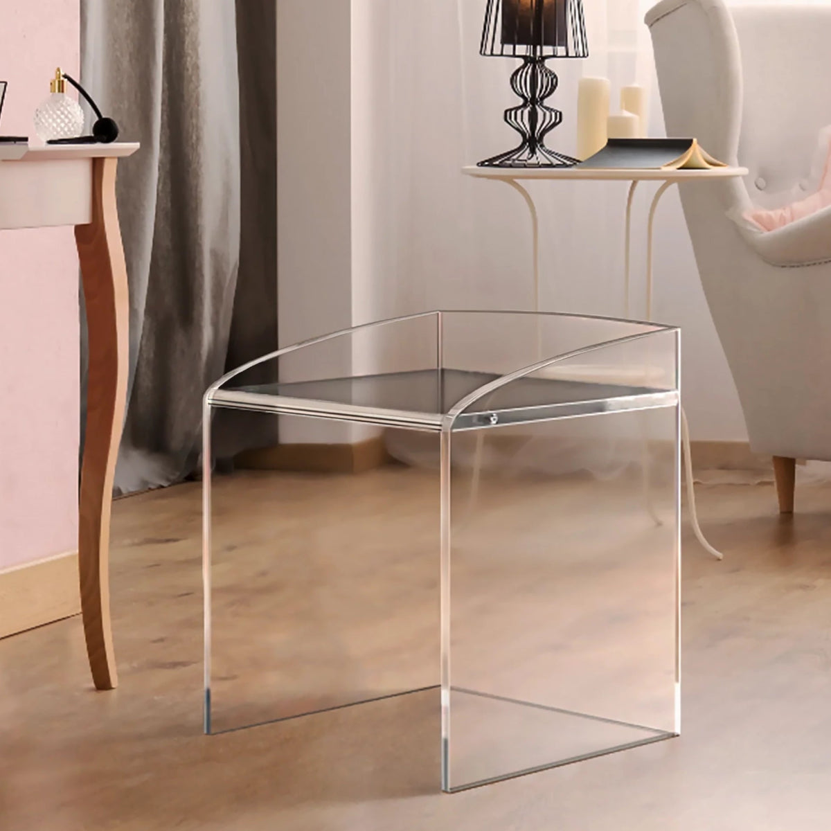 Modern Clear Acrylic Vanity Chair – Stauber Furnishings