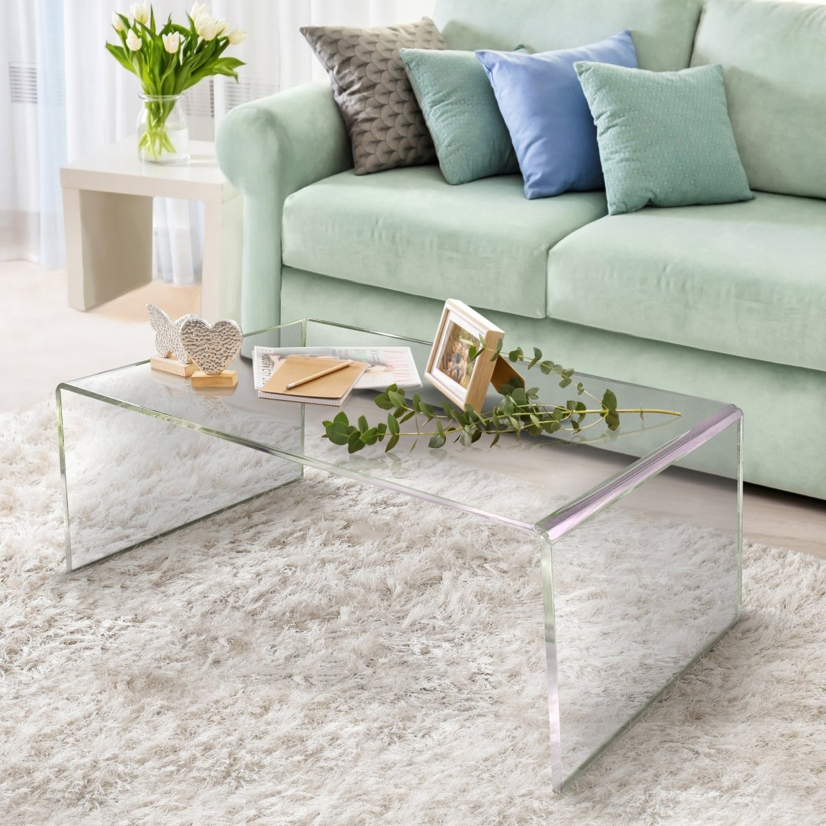 Waterfall Large Coffee Table - Clear Acrylic Modern Furniture – Stauber ...