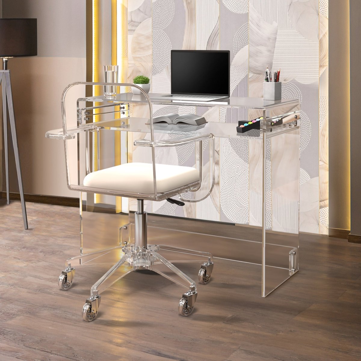 Waterfall Desk and Waterfall Compact Chair Set - Stauber Furnishings