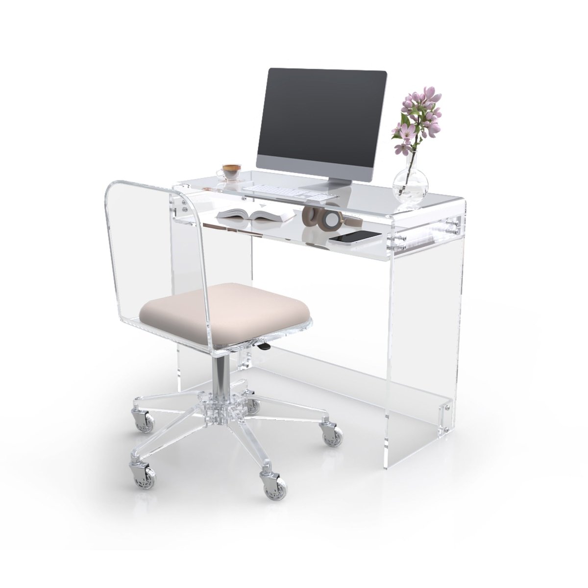 Waterfall Desk and Waterfall Compact Chair Set - Stauber Furnishings
