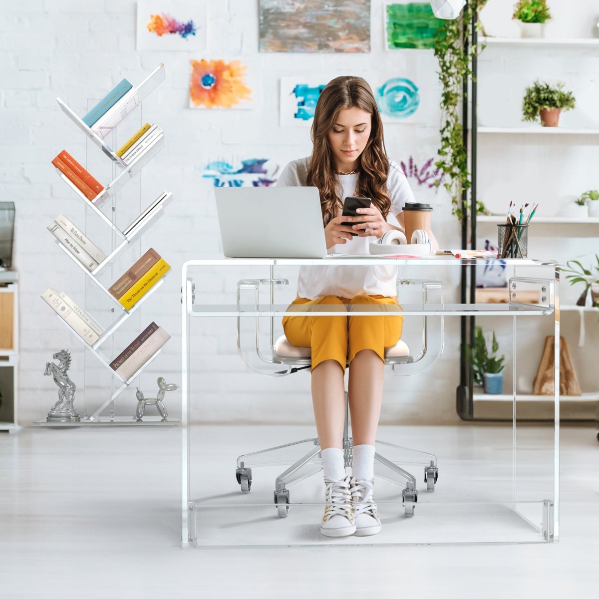 Waterfall Desk and Waterfall Office Chair Set - Stauber Furnishings